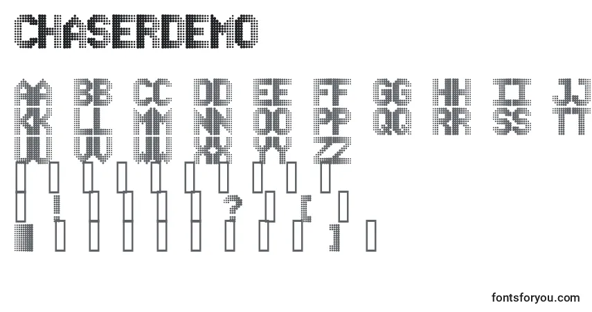 Шрифт Chaserdemo – алфавит, цифры, специальные символы