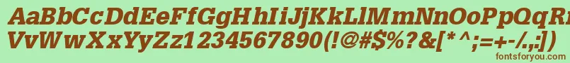 InstallationblacksskItalic Font – Brown Fonts on Green Background