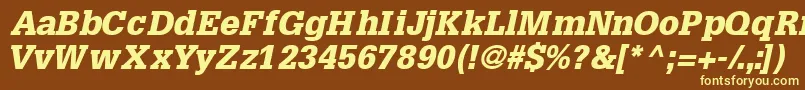 Шрифт InstallationblacksskItalic – жёлтые шрифты на коричневом фоне