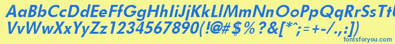 フォントFuturistBoldItalic – 青い文字が黄色の背景にあります。