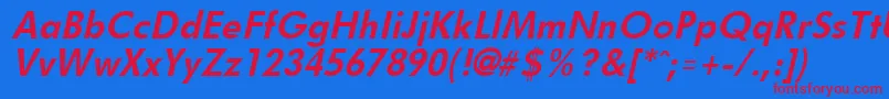 FuturistBoldItalic Font – Red Fonts on Blue Background