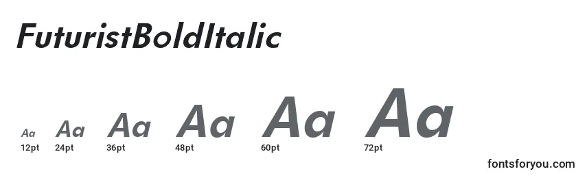 Größen der Schriftart FuturistBoldItalic