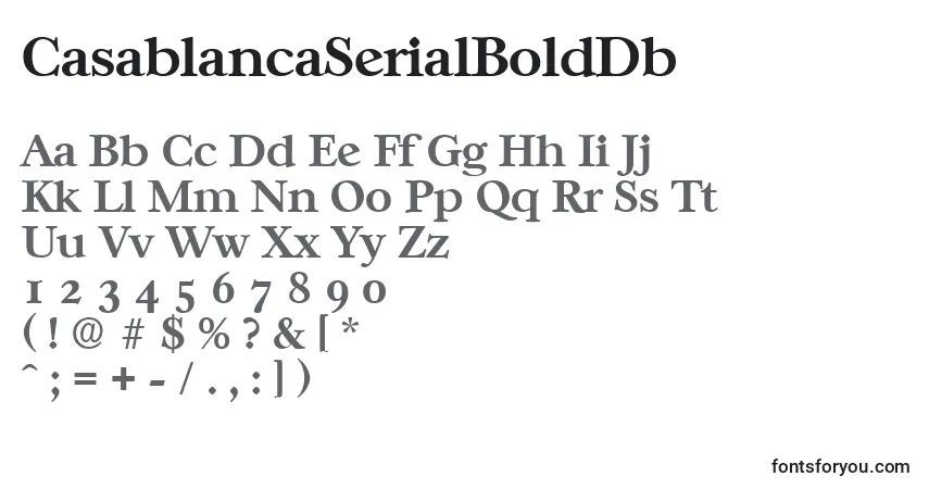 A fonte CasablancaSerialBoldDb – alfabeto, números, caracteres especiais