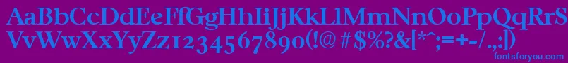 CasablancaSerialBoldDb-Schriftart – Blaue Schriften auf violettem Hintergrund