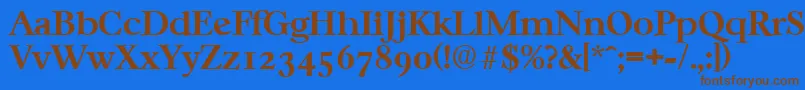 フォントCasablancaSerialBoldDb – 茶色の文字が青い背景にあります。