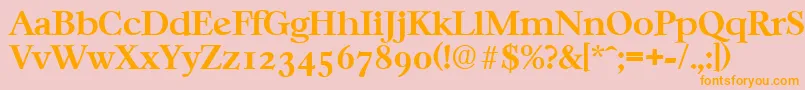 フォントCasablancaSerialBoldDb – オレンジの文字がピンクの背景にあります。