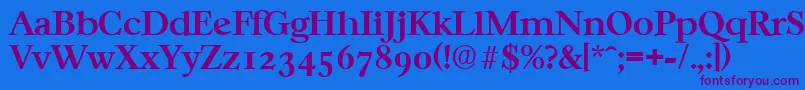 CasablancaSerialBoldDb Font – Purple Fonts on Blue Background