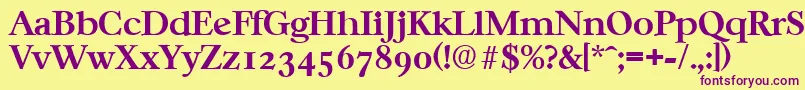 CasablancaSerialBoldDb Font – Purple Fonts on Yellow Background