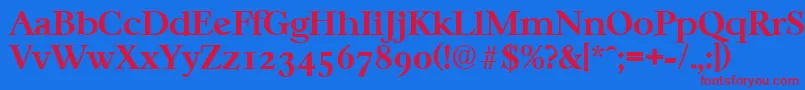 CasablancaSerialBoldDb Font – Red Fonts on Blue Background