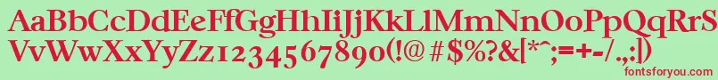 Czcionka CasablancaSerialBoldDb – czerwone czcionki na zielonym tle