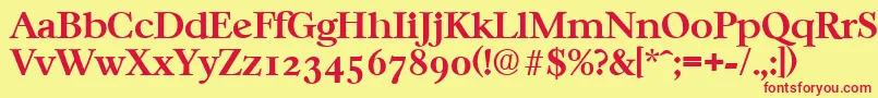 Czcionka CasablancaSerialBoldDb – czerwone czcionki na żółtym tle