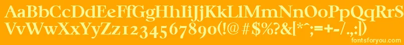 CasablancaSerialBoldDb-Schriftart – Gelbe Schriften auf orangefarbenem Hintergrund