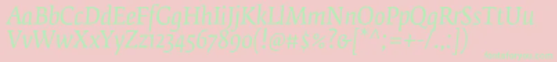 FedraserifbproBookitalic Font – Green Fonts on Pink Background