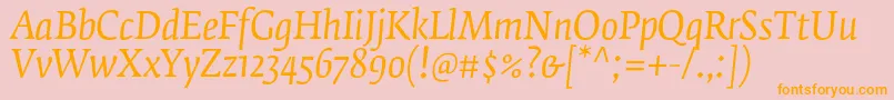 FedraserifbproBookitalic Font – Orange Fonts on Pink Background