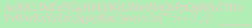 フォントFedraserifbproBookitalic – 緑の背景にピンクのフォント