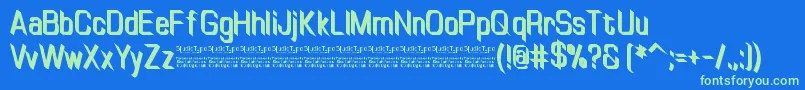 TinyplateBoldDemo Font – Green Fonts on Blue Background