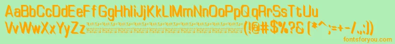 Fonte TinyplateBoldDemo – fontes laranjas em um fundo verde