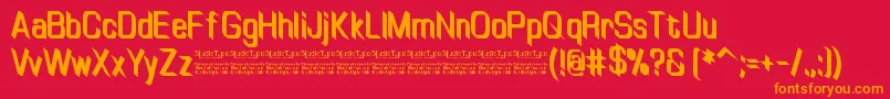 フォントTinyplateBoldDemo – 赤い背景にオレンジの文字