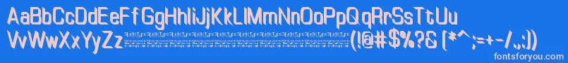 Więcej informacji o czcionce TinyplateBoldDemo Czcionka TinyplateBoldDemo – różowe czcionki na niebieskim tle