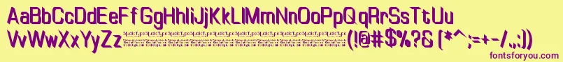 フォントTinyplateBoldDemo – 紫色のフォント、黄色の背景