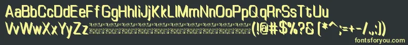 Fonte TinyplateBoldDemo – fontes amarelas em um fundo preto
