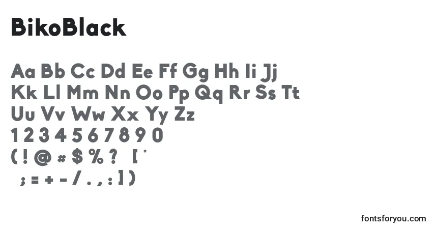 A fonte BikoBlack – alfabeto, números, caracteres especiais