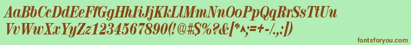 RubyscriptnarrowxboldRegular Font – Brown Fonts on Green Background