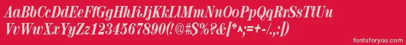 RubyscriptnarrowxboldRegular Font – Pink Fonts on Red Background