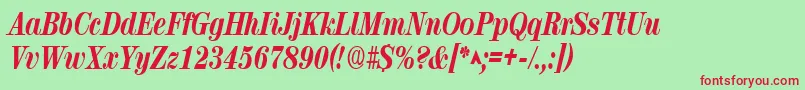 RubyscriptnarrowxboldRegular Font – Red Fonts on Green Background