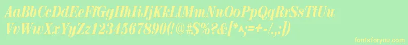 RubyscriptnarrowxboldRegular Font – Yellow Fonts on Green Background