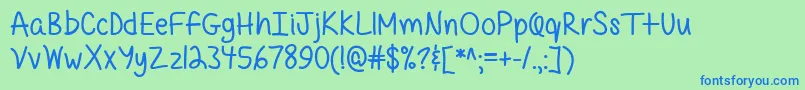 QuirkyMessy Font – Blue Fonts on Green Background