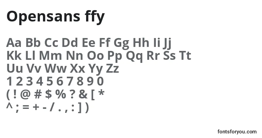 A fonte Opensans ffy – alfabeto, números, caracteres especiais