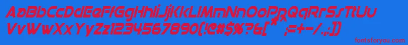 DatacronCondensedItalic Font – Red Fonts on Blue Background