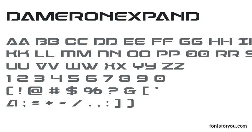 Dameronexpand-fontti – aakkoset, numerot, erikoismerkit