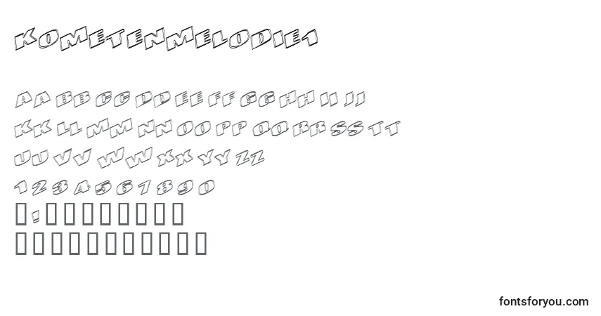 Шрифт Kometenmelodie1 – алфавит, цифры, специальные символы