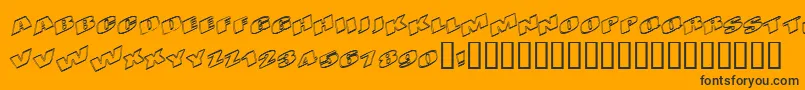 Kometenmelodie1-Schriftart – Schwarze Schriften auf orangefarbenem Hintergrund