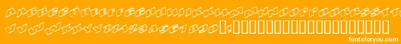 Kometenmelodie1-Schriftart – Weiße Schriften auf orangefarbenem Hintergrund