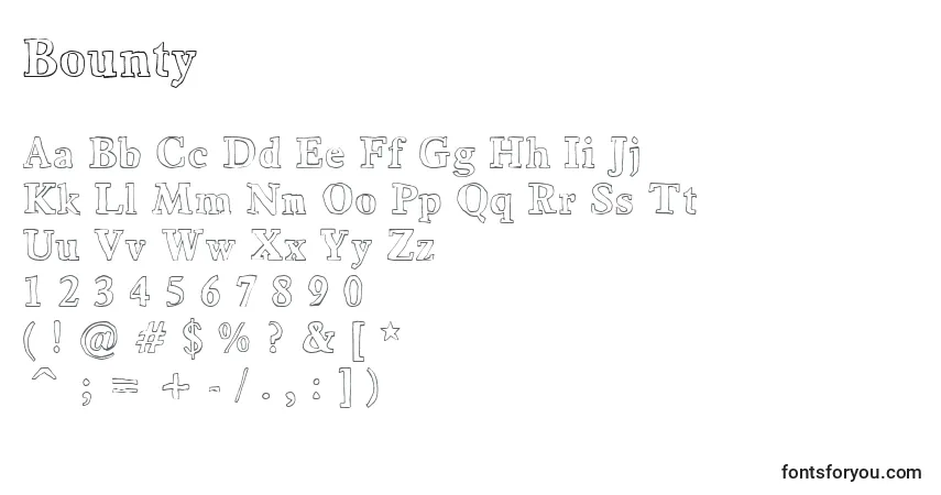 Schriftart Bounty – Alphabet, Zahlen, spezielle Symbole