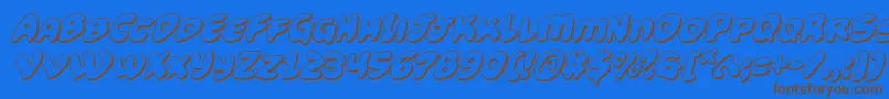 Funnypages3Dital-Schriftart – Braune Schriften auf blauem Hintergrund