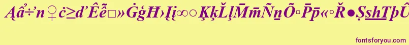 TimesNewRomanSpecialG2BoldItalic-fontti – violetit fontit keltaisella taustalla