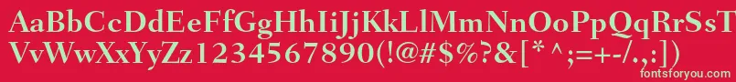 フォントFairfieldltstdBold – 赤い背景に緑の文字