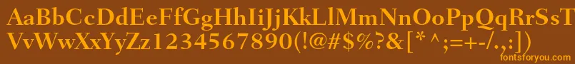 フォントFairfieldltstdBold – オレンジ色の文字が茶色の背景にあります。