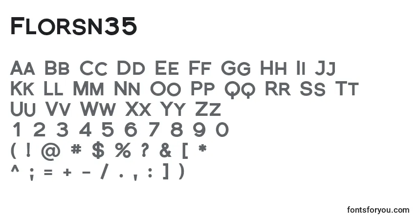 Czcionka Florsn35 – alfabet, cyfry, specjalne znaki