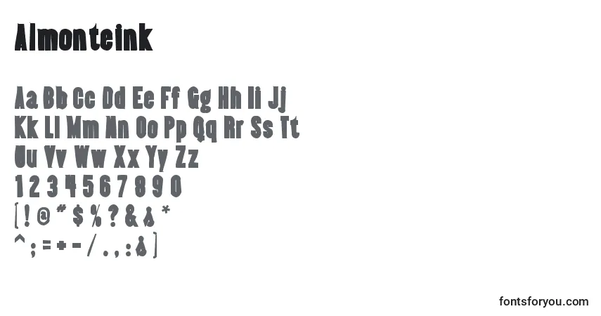 A fonte Almonteink – alfabeto, números, caracteres especiais