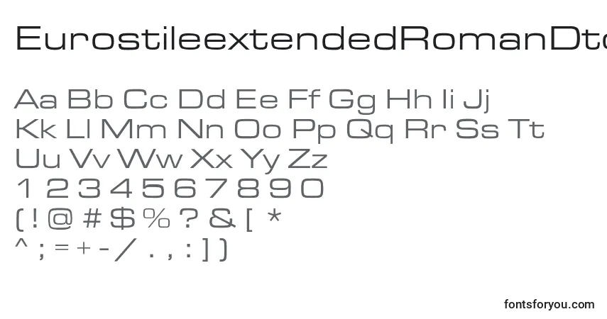 A fonte EurostileextendedRomanDtc – alfabeto, números, caracteres especiais