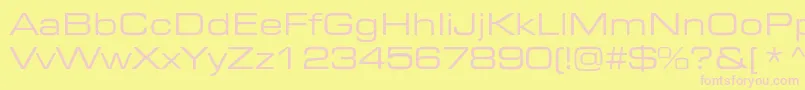 EurostileextendedRomanDtc-fontti – vaaleanpunaiset fontit keltaisella taustalla