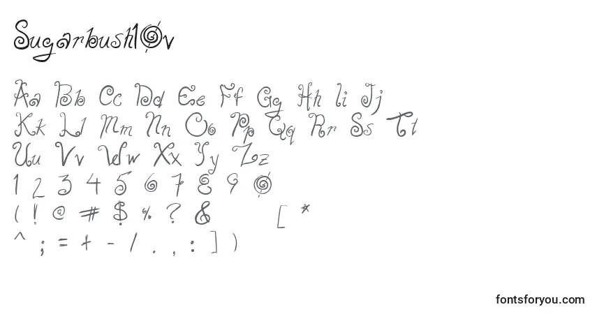 Czcionka Sugarbush10v – alfabet, cyfry, specjalne znaki