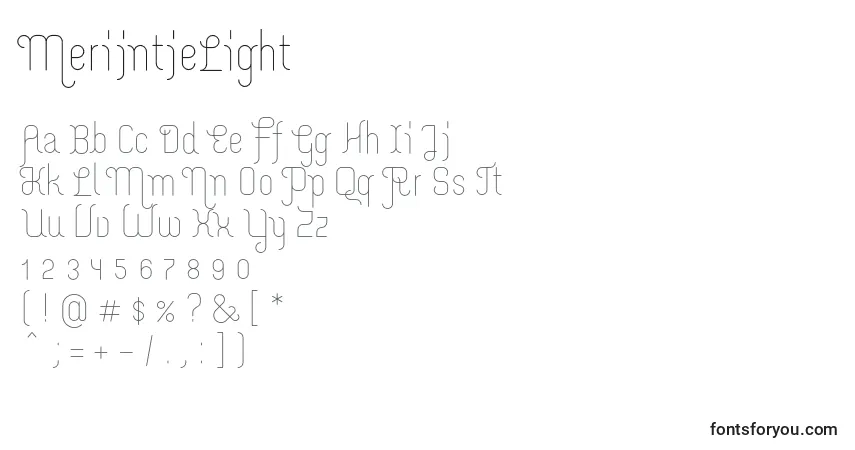 Fuente MerijntjeLight - alfabeto, números, caracteres especiales