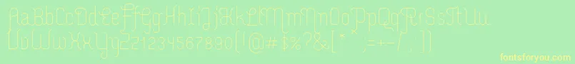フォントMerijntjeLight – 黄色の文字が緑の背景にあります