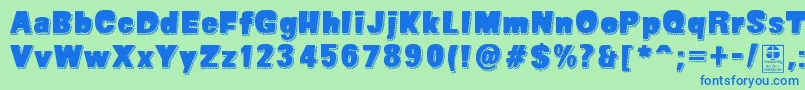 SuperSevenShadowedDemo Font – Blue Fonts on Green Background